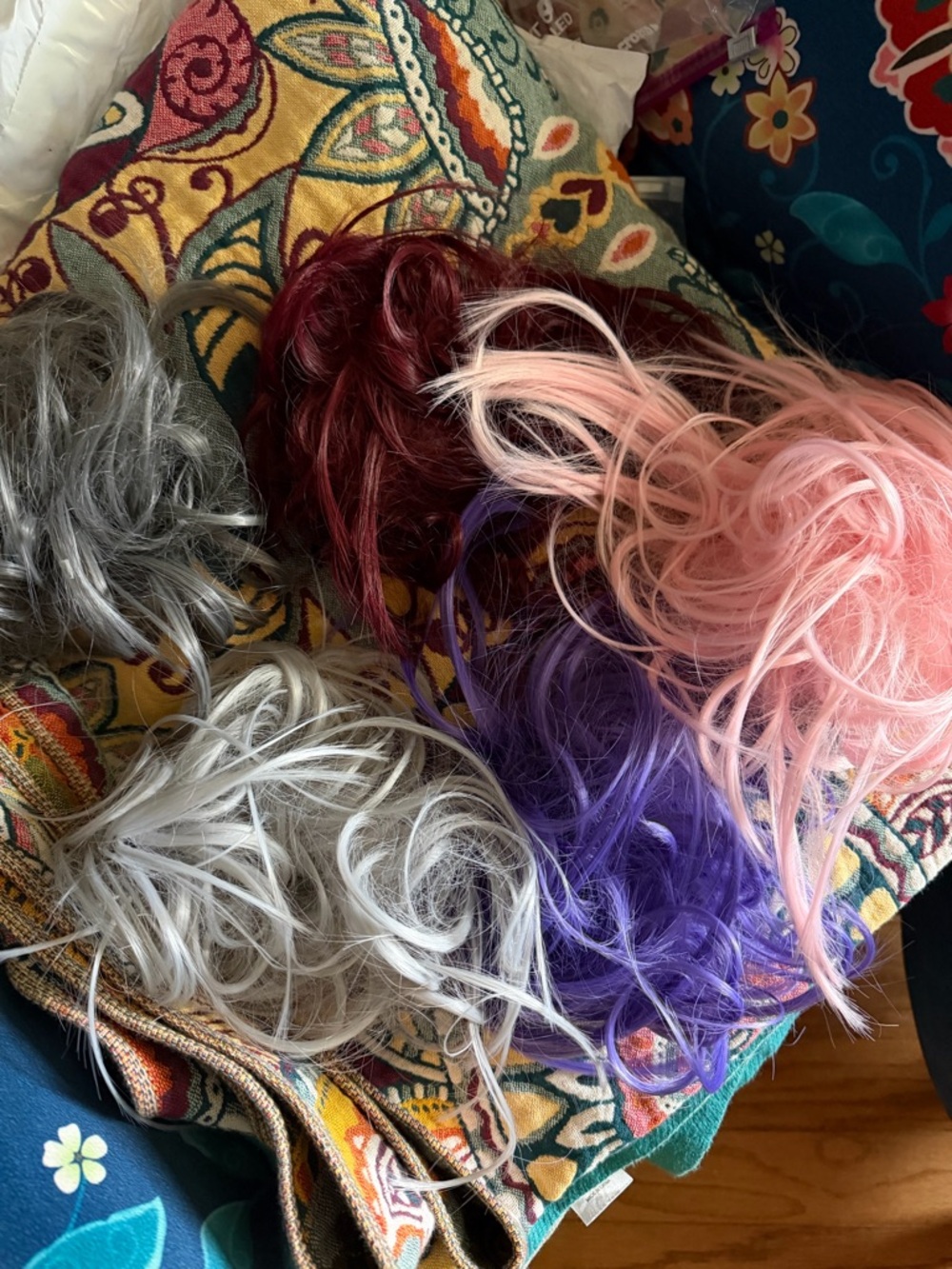 Multi-Color Synthetic Hair tie Bundle — Pink, Purple, Burgundy, Silver